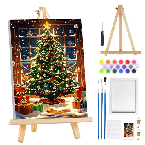 MOGTAA Weihnachten Malen Nach Zahlen Erwachsene mit Rahmen, Weihnachtsbaum Malen Nach Zahlen Mit Holzstaffelei, DIY Ölgemälde Leinwand Set Acrylic Malerei Bilder für Home Dekor, 20x30cm MOGTAA Weihnachten Malen Nach Zahlen Erwachsene mit Rahmen, Weihnachtsbaum Malen Nach Zahlen Mit Holzstaffelei, DIY Ölgemälde Leinwand Set Acrylic Malerei Bilder für Home Dekor, 20x30cm von MOGTAA