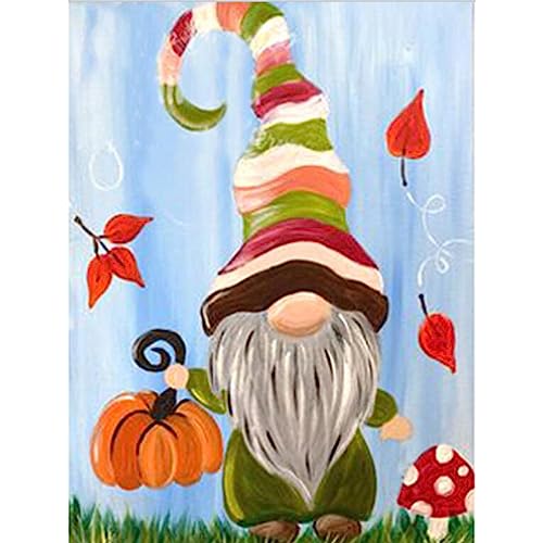 MOGTAA Gnomes Diamond Painting Erwachsene für Erwachsene Kinder, 5D Gnomes Diamant Painting Bilder Erwachsene, DIY Diamond Art Kürbis Diamant Malerei Set für Home Dekor 30x40cm von MOGTAA