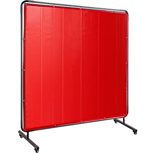 Moh Schweißschirm mit Rahmen, Schweißschirm, feuerfestes Vinyl, mit Rädern, 6 Füße x 6 Füße, 183 x 183 cm, Farbe Rot von MOH