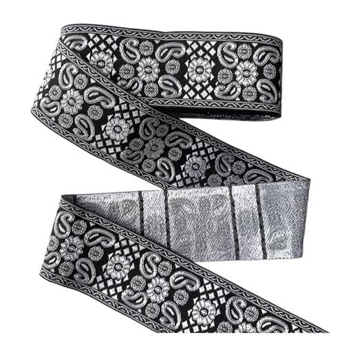 10 Yards 50mm 2 Zoll Vintage bestickte Blumen Band Spitzenbesatz DIY Kleidung Taschen Zubehör für Kleidung Home Decor Hochzeit Tasche Riemen(Color 4) von MOHUIED