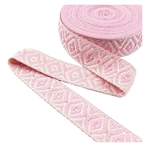 2/4/8/10 Meter 25 mm Baumwollgurtband Taschen Jacquardband Gurtband Kleidungsstück Dekoratives Geflecht Nähgürtel Schrägband Borten für Kleidung Home Decor Hochzeit Tasche Riemen(Pink,25mm-2Meters) von MOHUIED