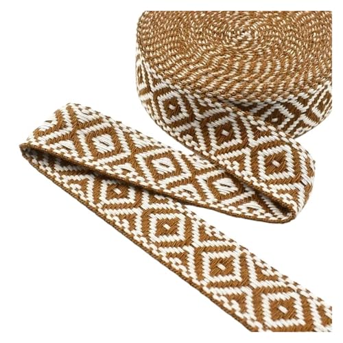 2/4/8/10 Meter 25 mm Baumwollgurtband Taschen Jacquardband Gurtband Kleidungsstück Dekoratives Geflecht Nähgürtel Schrägband Borten für Kleidung Home Decor Hochzeit Tasche Riemen(Yellow,25mm-8Meters) von MOHUIED