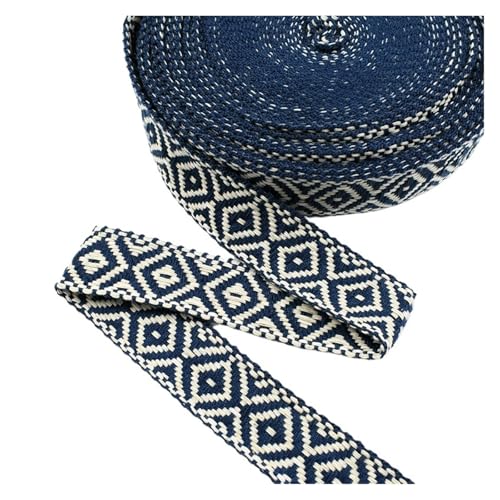 2/5/10M 25mm 1,5mm Dickes Jacquard-Spitzenband for Taschengurte, Gürtel, Kleidungsstücke, Schuhe, Nähband, DIY-Zubehör für Kleidung Home Decor Hochzeit Tasche Riemen(DarkBlue,25mm-5Meters) von MOHUIED