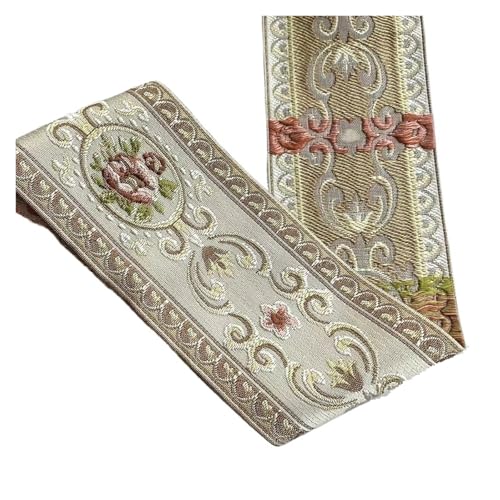 5 Yards/lots Jacquard Band Spitze Blumen for Vorhang Bekleidungs ​​Zubehör Breite: 6-9 Cm für Kleidung Home Decor Hochzeit Tasche Riemen(Beige 9 cm) von MOHUIED