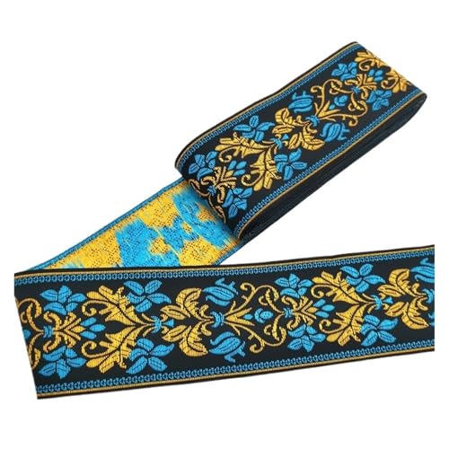7 Meter 50 mm Vintage Stickerei Spitzenband Spitzenbesatz DIY Kleidung Tasche Zubehör Bestickter Stoff für Kleidung Home Decor Hochzeit Tasche Riemen(50MM color 1) von MOHUIED