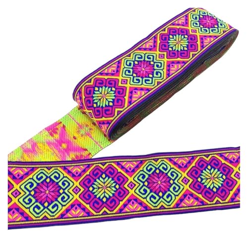 7 Meter 50 mm Vintage Stickerei Spitzenband Spitzenbesatz DIY Kleidung Tasche Zubehör Bestickter Stoff für Kleidung Home Decor Hochzeit Tasche Riemen(50MM color 17) von MOHUIED