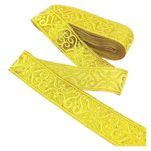 7 Yards Vintage Stickerei Spitze Ribbon Trim DIY Kleidung Tasche Zubehör bestickten Stoff für Kleidung Home Decor Hochzeit Tasche Riemen(Type 3 (33.0mm Gold),7 yards) von MOHUIED