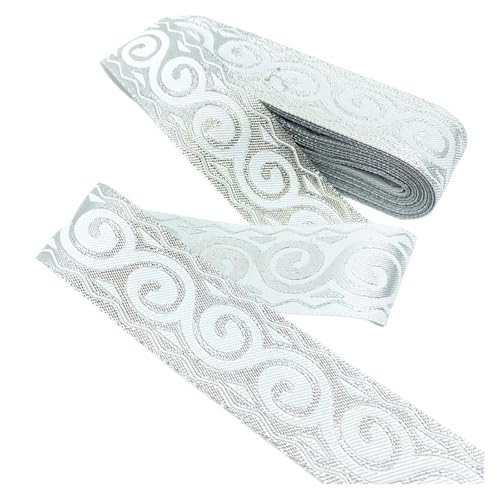 7 Yards Vintage Stickerei Spitze Ribbon Trim DIY Kleidung Tasche Zubehör bestickten Stoff für Kleidung Home Decor Hochzeit Tasche Riemen(Type 6 (33.0mm Silver),7 yards) von MOHUIED