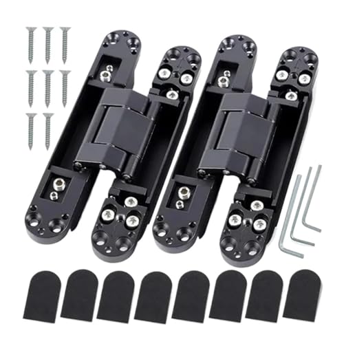 MOHUIED 2 STÜCKE 40/80KG Tür mit 180 Grad verstellbarem verstecktem Scharnier Haushalts-Hardware-Zubehör Verdecktes Scharnier für Möbel(2PCS 40KG-Black) von MOHUIED
