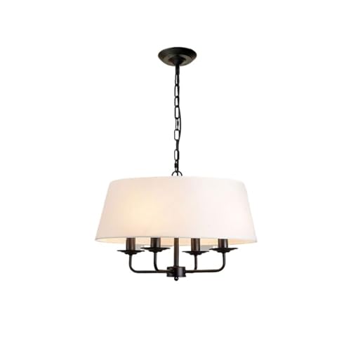 MOHUIED Retro Stoff Pendelleuchten Eisenlampe Schlafzimmer Arbeitszimmer Dekor Lampe Vintage Rustikale Lampe Aufhängung Leuchte Stoff Lampenschirm für Lampen(Black-White) von MOHUIED