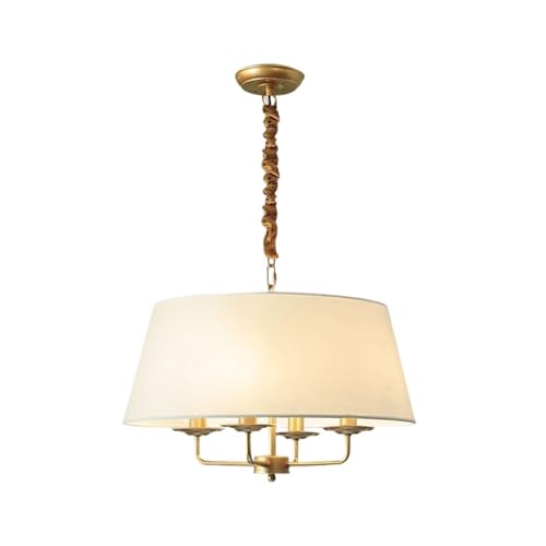 MOHUIED Retro Stoff Pendelleuchten Eisenlampe Schlafzimmer Arbeitszimmer Dekor Lampe Vintage Rustikale Lampe Aufhängung Leuchte Stoff Lampenschirm für Lampen(Gold-White) von MOHUIED