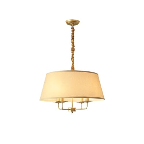 MOHUIED Retro Stoff Pendelleuchten Eisenlampe Schlafzimmer Arbeitszimmer Dekor Lampe Vintage Rustikale Lampe Aufhängung Leuchte Stoff Lampenschirm für Lampen(Gold-Yellow) von MOHUIED