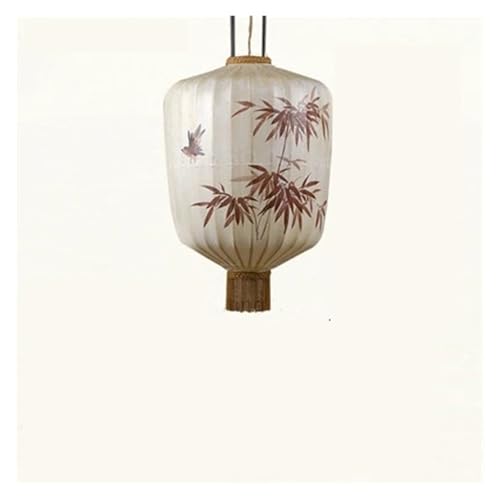 MOHUIED Traditionelle Laterne Malerei Pendelleuchte Stoff Lampenschirm Laterne Hotel Bambus Dekor Restaurant Beleuchtung Stoff Lampenschirm für Lampen(A White-Dia60cm,Cold White) von MOHUIED
