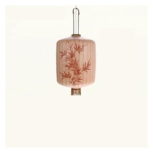 MOHUIED Traditionelle Laterne Malerei Pendelleuchte Stoff Lampenschirm Laterne Hotel Bambus Dekor Restaurant Beleuchtung Stoff Lampenschirm für Lampen(B Pink-Dia30cm,Cold White) von MOHUIED