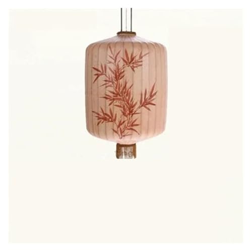 MOHUIED Traditionelle Laterne Malerei Pendelleuchte Stoff Lampenschirm Laterne Hotel Bambus Dekor Restaurant Beleuchtung Stoff Lampenschirm für Lampen(B Pink-Dia60cm,Warm White) von MOHUIED