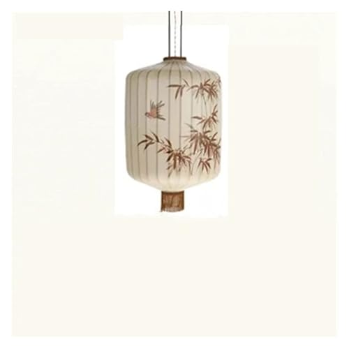 MOHUIED Traditionelle Laterne Malerei Pendelleuchte Stoff Lampenschirm Laterne Hotel Bambus Dekor Restaurant Beleuchtung Stoff Lampenschirm für Lampen(B White-Dia45cm,Cold White) von MOHUIED