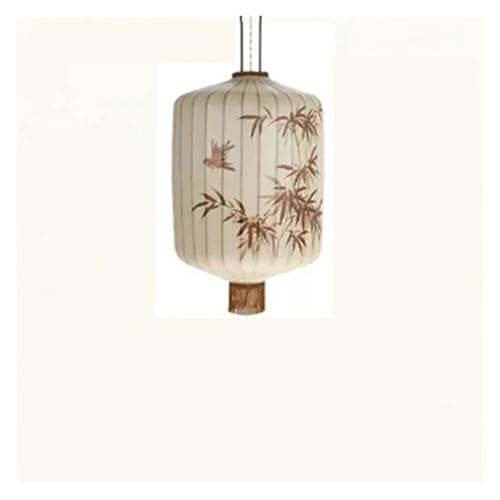 MOHUIED Traditionelle Laterne Malerei Pendelleuchte Stoff Lampenschirm Laterne Hotel Bambus Dekor Restaurant Beleuchtung Stoff Lampenschirm für Lampen(B White-Dia60cm,Cold White) von MOHUIED