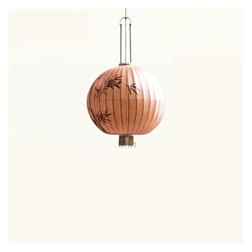 MOHUIED Traditionelle Laterne Malerei Pendelleuchte Stoff Lampenschirm Laterne Hotel Bambus Dekor Restaurant Beleuchtung Stoff Lampenschirm für Lampen(C Pink-Dia45cm,Cold White) von MOHUIED