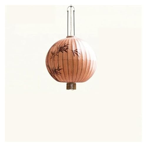 MOHUIED Traditionelle Laterne Malerei Pendelleuchte Stoff Lampenschirm Laterne Hotel Bambus Dekor Restaurant Beleuchtung Stoff Lampenschirm für Lampen(C Pink-Dia60cm,Cold White) von MOHUIED