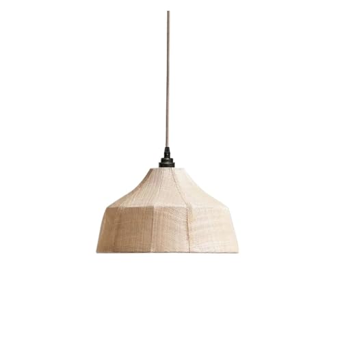 MOHUIED Vintage Stoff Leinen Pendelleuchte Dekor Restaurant Hotel Badezimmer Licht Teehaus Homestay Esszimmer Beleuchtung Stoff Lampenschirm für Lampen(Color B60cm,Cold White) von MOHUIED