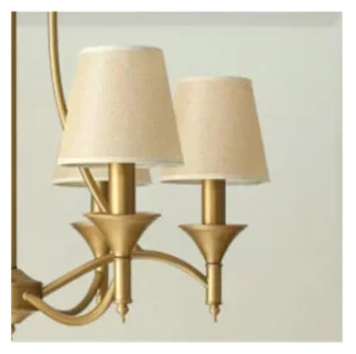 MOHUIED Vintage Wohnzimmer Home Beleuchtung Anhänger Stoff Lampenschirm Kupfer Eisen Anhänger Licht Innen Schlafzimmer Beleuchtung Stoff Lampenschirm für Lampen(Beige Shade,3 Lights) von MOHUIED