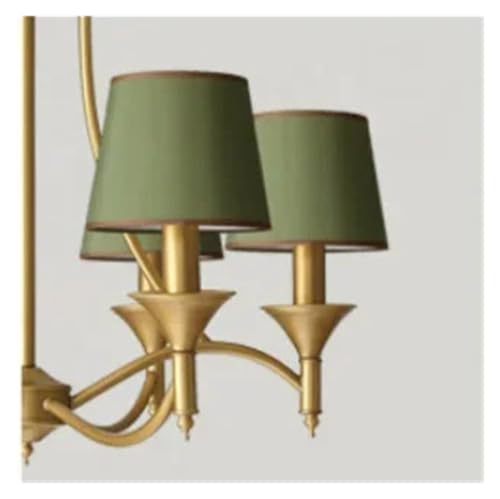 MOHUIED Vintage Wohnzimmer Home Beleuchtung Anhänger Stoff Lampenschirm Kupfer Eisen Anhänger Licht Innen Schlafzimmer Beleuchtung Stoff Lampenschirm für Lampen(Green Shade,8 Lights) von MOHUIED