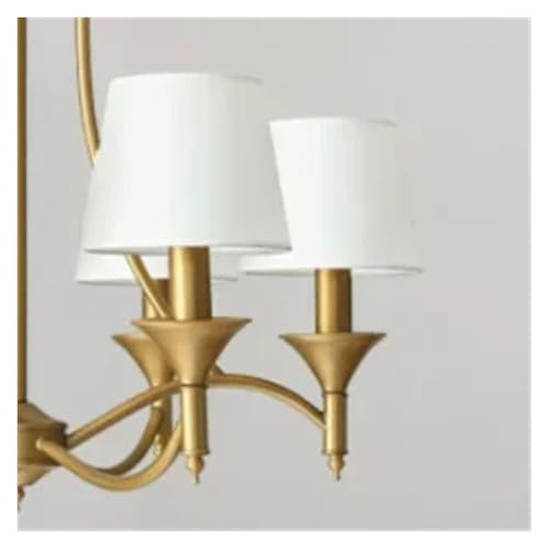 MOHUIED Vintage Wohnzimmer Home Beleuchtung Anhänger Stoff Lampenschirm Kupfer Eisen Anhänger Licht Innen Schlafzimmer Beleuchtung Stoff Lampenschirm für Lampen(White Shade,3 Lights) von MOHUIED