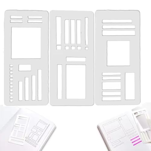 Handmade Flexible Record Template,Flexible Drawing and Checklist Templates,3pack Journal Stencil Set,5mm Dot Grid Journals Tools for Boxes,Checklists & Straight Lines,Reusable (1Set-A) von MOHXFE