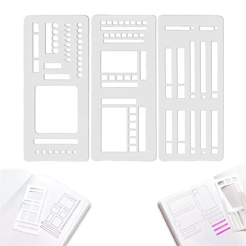 Handmade Flexible Record Template,Flexible Drawing and Checklist Templates,3pack Journal Stencil Set,5mm Dot Grid Journals Tools for Boxes,Checklists & Straight Lines,Reusable (1Set-B) von MOHXFE