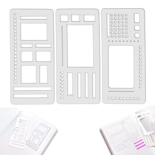 Handmade Flexible Record Template,Flexible Drawing and Checklist Templates,3pack Journal Stencil Set,5mm Dot Grid Journals Tools for Boxes,Checklists & Straight Lines,Reusable (1Set-C) von MOHXFE