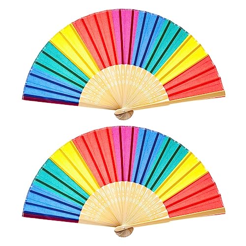 MOIDHSAG 2 Stück Regenbogen-Faltfächer Chinesischer Hand-Tanzfächer für Erwachsene Kinder Tanzbedarf Hochzeit Party Dekorationen MOIDHSAG 2 Stück Regenbogen-Faltfächer Chinesischer Hand-Tanzfächer für Erwachsene Kinder Tanzbedarf Hochzeit Party Dekorationen von MOIDHSAG