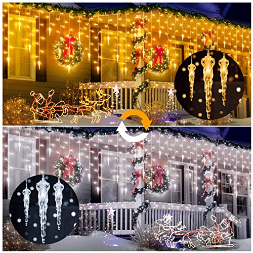MOJINO Lichterkette Außen Strom für Balkon, Kalt & Warm Weiss Eisregen Outdoor Lichtervorhang Weihnachtsbeleuchtung, 10M 11 Modus Weihnachtsdeco Draußen für Traufe Fenster Tür Garten für Außen Innen MOJINO Lichterkette Außen Strom für Balkon, Kalt & Warm Weiss Eisregen Outdoor Lichtervorhang Weihnachtsbeleuchtung, 10M 11 Modus Weihnachtsdeco Draußen für Traufe Fenster Tür Garten für Außen Innen von MOJINO