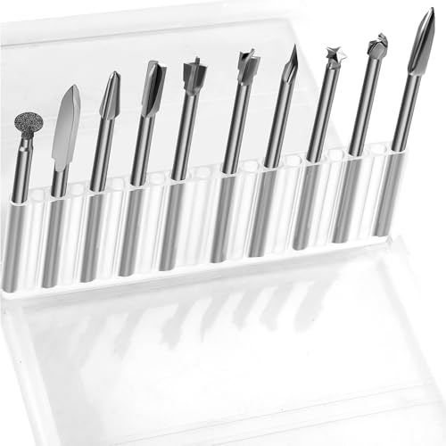 MOKIDO Holzfräser Set 10-tlg, Drill Fräser Zubehör mit 3mm Schaft & 5mm Fräskopf, Fräsbohrer für Holz, Metall, Gravur, Kompatibel mit Bohrmaschine & Oberfräse MOKIDO Holzfräser Set 10-tlg, Drill Fräser Zubehör mit 3mm Schaft & 5mm Fräskopf, Fräsbohrer für Holz, Metall, Gravur, Kompatibel mit Bohrmaschine & Oberfräse von MOKIDO