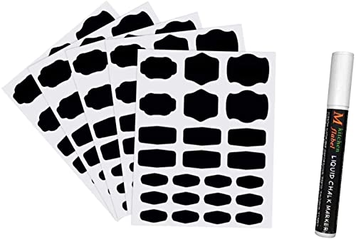 120 Etiketten selbstklebend zum Beschriften Tafeletiketten schwarz Kreide-Etiketten mit Stift als Glas-Flaschen Aufkleber für Vorratsdosen oder Jar Labels als Beschriftungsetiketten von MOKIU