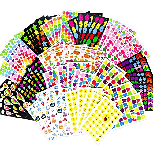 Mokiu 65 Blatt Aufkleber, selbstklebend (mehr als 4000 Aufkleber), selbstklebend, Sterne, bunte Punkte, Sticker für Scrapbooking, kreative Freizeit, Bastelmaterial, Album von MOKIU