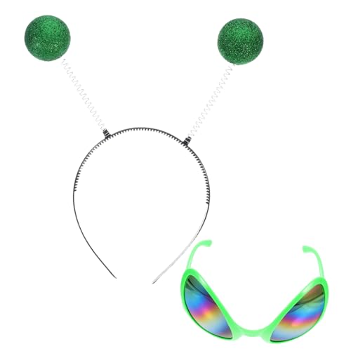 MOKKHNB 1 Satz Alien Brille und Haarreif Set für Frauen Kreatives Kostümzubehör mit Antenne für Mottopartys und Fotoshootings Lustiger Kopfschmuck für Karneval und Halloween MOKKHNB 1 Satz Alien Brille und Haarreif Set für Frauen Kreatives Kostümzubehör mit Antenne für Mottopartys und Fotoshootings Lustiger Kopfschmuck für Karneval und Halloween von MOKKHNB