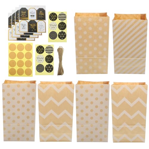 MOKKHNB 1 Satz Kraft Papiertüten mit Aufkleber Tags Kleine Geschenktüten für Snacks Kekse und Süßigkeiten für Feste Partys und Besondere Anlässe MOKKHNB 1 Satz Kraft Papiertüten mit Aufkleber Tags Kleine Geschenktüten für Snacks Kekse und Süßigkeiten für Feste Partys und Besondere Anlässe von MOKKHNB