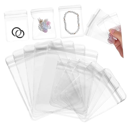MOKKHNB 100 Stück Transparente PVC Schmuckbeutel Selbstdichtend für Aufbewahrung Reise Schützt vor Schmutz und Feuchtigkeit Hohe Sichtbarkeit für Einfache Organisation von MOKKHNB