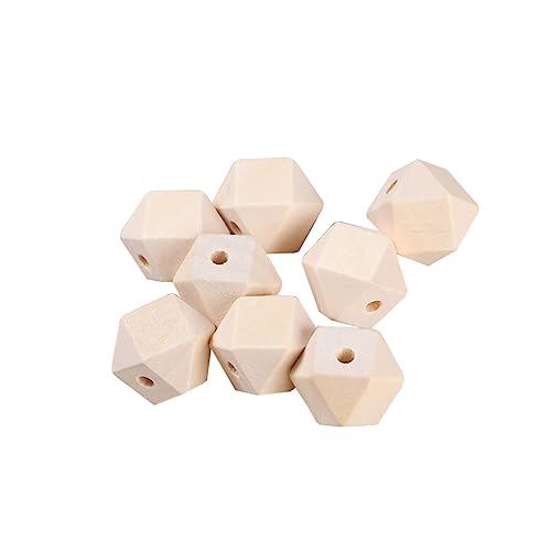 MOKKHNB 100 Stück Ungefertigte Holzperlen Oktagonal DIY Spacer Beads für Kunsthandwerk Schmuckherstellung und Bastelprojekte Natürliche Farbvariante von MOKKHNB