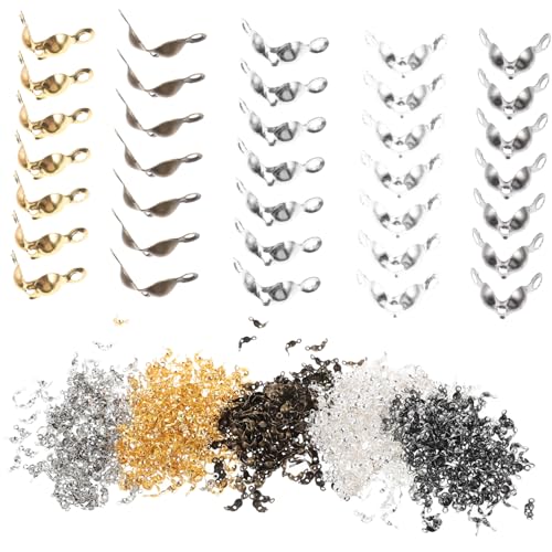 MOKKHNB 1000 Stück Teiliges Metall DIY Schmuckknoten abdeckungen Armbandverbinder in Silber Bronze Weiß Gold Schwarz für Schmuckherstellung und Bastelzubehör von MOKKHNB