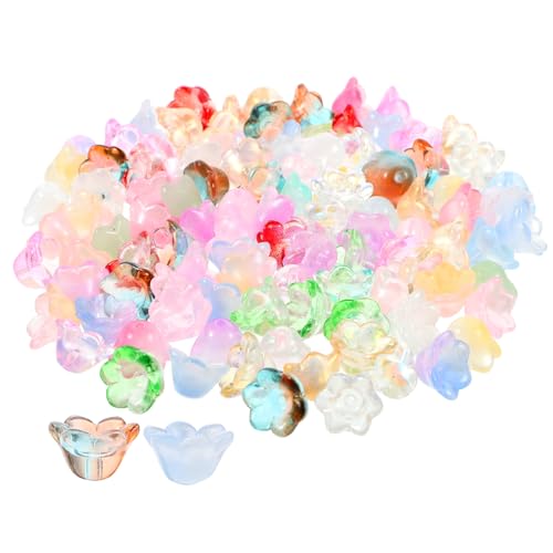 MOKKHNB 100Stücke Glasblumenperlen DIY Dekorative Anhänger für Schmuckherstellung Geeignet für Ohrringe Armbänder Farbenfrohe Blumenschmuckanhänger von MOKKHNB