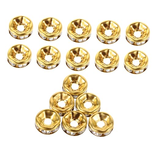 MOKKHNB 100Stücke Goldene Strass Abstandsperlen für DIY Schmuck Große Lochperlen für Armbänder und Vielseitige Kristall Rondelle für Bastelprojekte von MOKKHNB