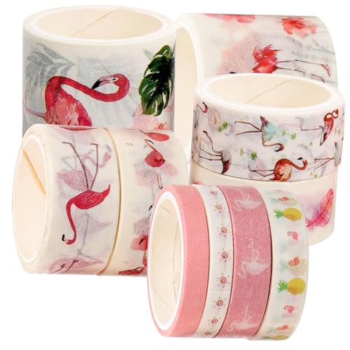 MOKKHNB 10Rollen Flamingo Washi Tape Ästhetisches Masking Tape für DIY Crafts und Scrapbooking Dekoratives Klebeband mit Einzigartigem Design und Starker Haftung zum Basteln MOKKHNB 10Rollen Flamingo Washi Tape Ästhetisches Masking Tape für DIY Crafts und Scrapbooking Dekoratives Klebeband mit Einzigartigem Design und Starker Haftung zum Basteln von MOKKHNB