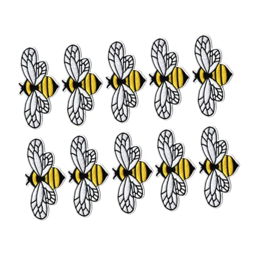 MOKKHNB 10Stücke Bienen Patches Teiliges Gestickte Patches zum Aufbügeln Applikationen für Kleidung DIY Dekoration Langlebige Stoffaufkleber Lebhaften Farben von MOKKHNB