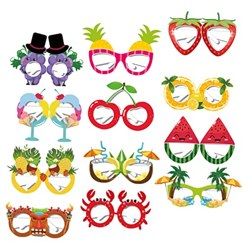 MOKKHNB 12 Stück Sommerbrillen mit Fruchtmotiven Lustige Foto Requisiten für Luau Party Strandfeiern und Sommer Events Dekoration für Tropische Anlässe von MOKKHNB