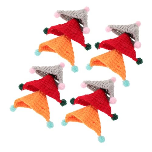 MOKKHNB 12 Stück Teiliges Miniatur Handgestrickte Puppenhüte Dreieckige Wollmützen für Puppen Kleine Haustiere DIY Häkelmützen Bastelzubehör für Geburtstagsfeiern Festliche Dekorationen von MOKKHNB