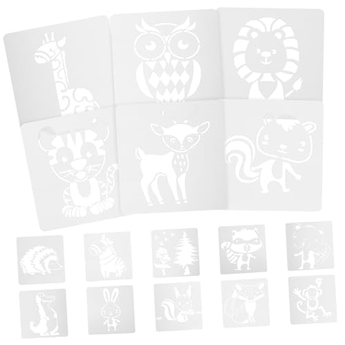 MOKKHNB 16 Stück Teiliges Kindermalschablonen aus Langlebigem Pet Wiederverwendbare Tiermotive mit Glatten Kanten Waschbar und Leicht zu Reinigen für DIY Basteln Fotoalben und Kreative von MOKKHNB