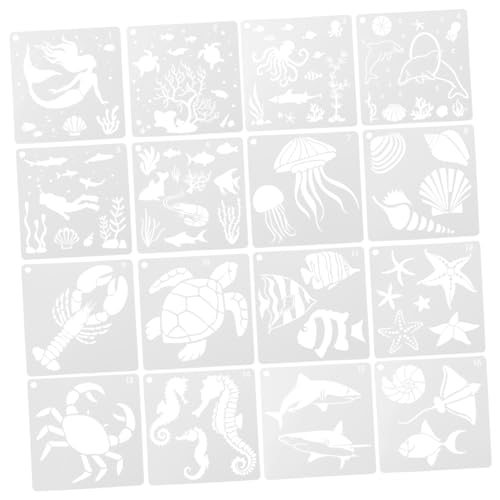 MOKKHNB 16Stücke Teiliges Meereskreaturen Schablonen DIY Malvorlagen für Wandgestaltung Holzdeko und Bastelprojekte für Wohnkultur und Kinderkunst Wiederverwendbar MOKKHNB 16Stücke Teiliges Meereskreaturen Schablonen DIY Malvorlagen für Wandgestaltung Holzdeko und Bastelprojekte für Wohnkultur und Kinderkunst Wiederverwendbar von MOKKHNB