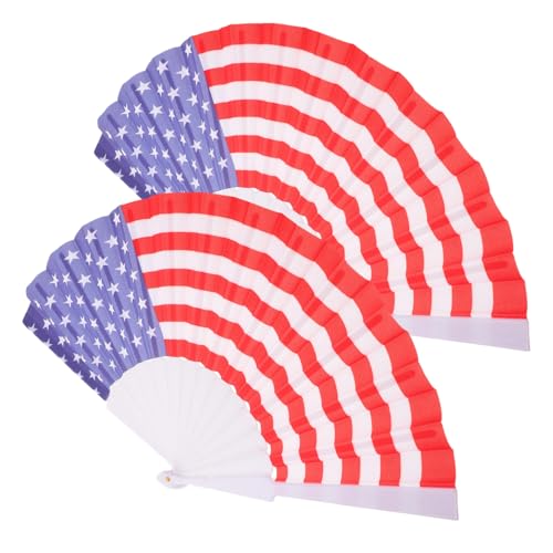 MOKKHNB 2 Stück Faltfächer mit Amerikanischem Flaggenmuster Patriotische Handfächer für Unabhängigkeitstag Hochzeiten Geburtstagsfeiern und Festliche Anlässe Praktische und Dekoration von MOKKHNB