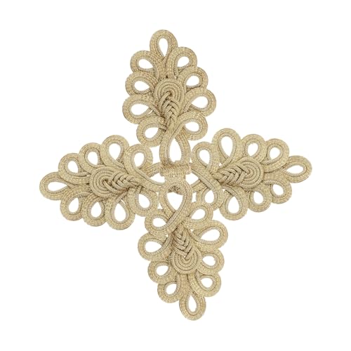 MOKKHNB 2 Stück Goldfarbene Chinesische Knoten Knöpfe mit Löchern Dekorative Vintage Froschverschlüsse Handgefertigte Ornate Frog Closure für DIY Kostüme und Traditionelle Kleidung von MOKKHNB